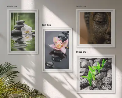 Békés zen virág Buddha kompozíció dekorációs képkészlet nappaliba
