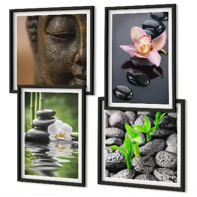 Békés zen virág Buddha kompozíció dekorációs képkészlet nappaliba