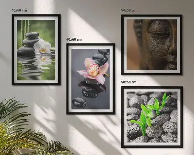 Békés zen virág Buddha kompozíció dekorációs képkészlet nappaliba