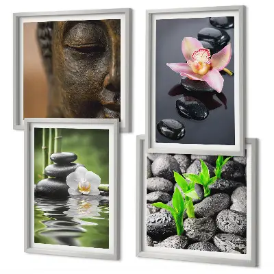 Békés zen virág Buddha kompozíció dekorációs képkészlet nappaliba