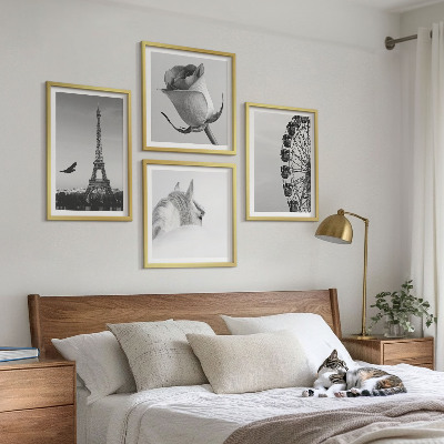 Dekorációs kép készlet nappaliba Rózsaszín Eiffel-torony Ló Óriáskerék B&W