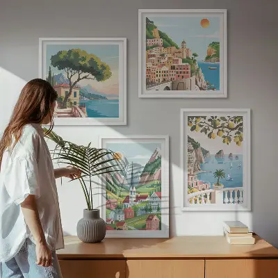 Tengeri tájak citrusfélék keretezett poliptichon