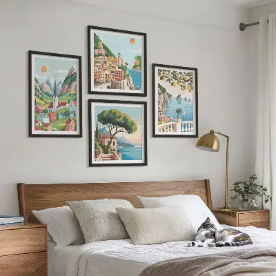 Tengeri tájak citrusfélék keretezett poliptichon