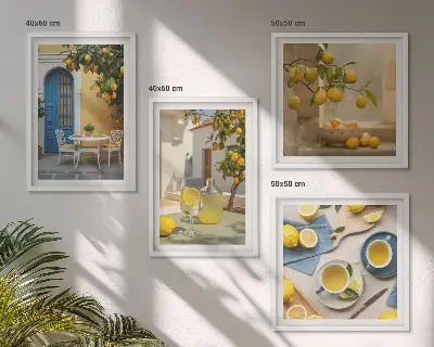 Dekorációs képkészlet nappaliba citromos limonádé kék ajtó mintával