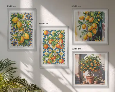 Színes absztrakt citrusfélék keretezett poliptichon