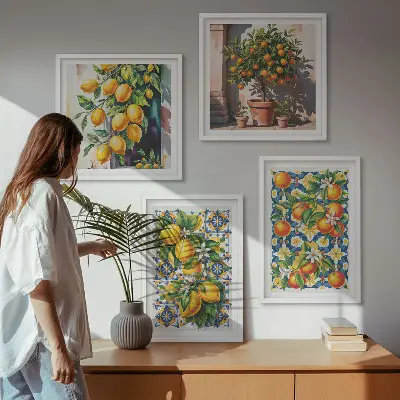 Színes absztrakt citrusfélék keretezett poliptichon
