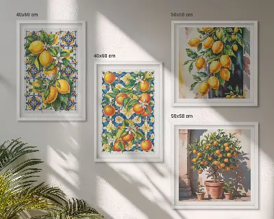 Színes absztrakt citrusfélék keretezett poliptichon