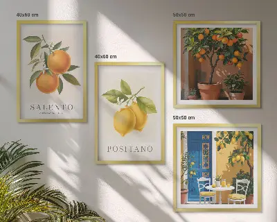 Amalfi citrom és narancs dekorációs képkészlet nappaliba