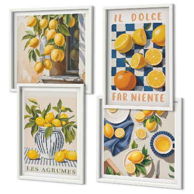 Dekorációs kép készlet nappaliba Retro sárga citrusfélék