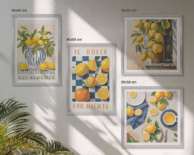 Dekorációs kép készlet nappaliba Retro sárga citrusfélék