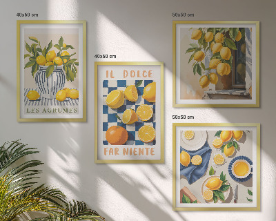 Dekorációs kép készlet nappaliba Retro sárga citrusfélék