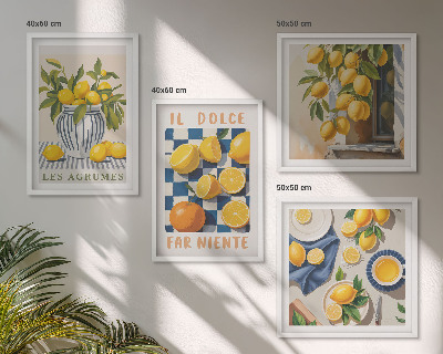 Dekorációs kép készlet nappaliba Retro sárga citrusfélék
