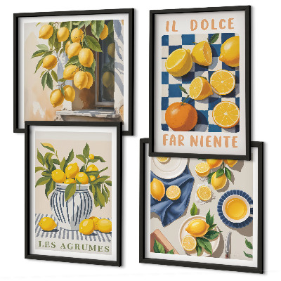 Dekorációs kép készlet nappaliba Retro sárga citrusfélék