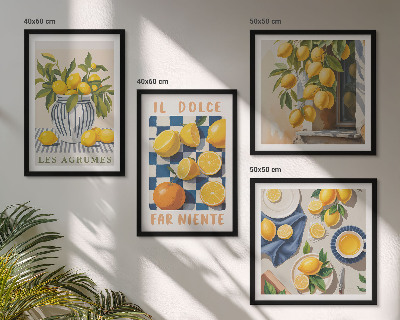 Dekorációs kép készlet nappaliba Retro sárga citrusfélék