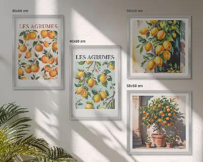 Keretezett poliptichon gyümölcsös citrusos mintákkal