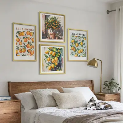 Keretezett poliptichon gyümölcsös citrusos mintákkal