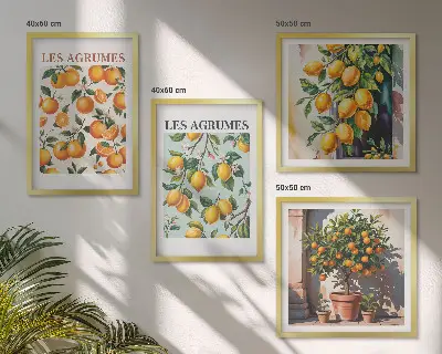 Keretezett poliptichon gyümölcsös citrusos mintákkal