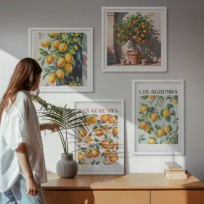 Keretezett poliptichon gyümölcsös citrusos mintákkal