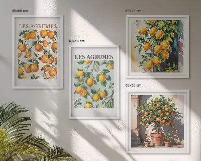 Keretezett poliptichon gyümölcsös citrusos mintákkal