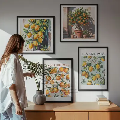 Keretezett poliptichon gyümölcsös citrusos mintákkal