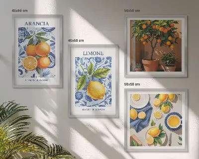 Citrusfélék illusztrációk keretezett poliptichon