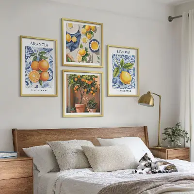 Citrusfélék illusztrációk keretezett poliptichon