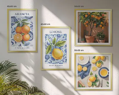 Citrusfélék illusztrációk keretezett poliptichon