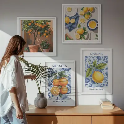 Citrusfélék illusztrációk keretezett poliptichon