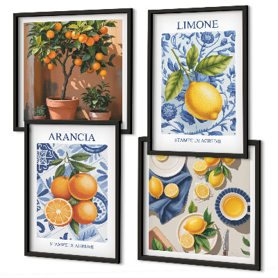 Keretezett poliptichon Citrusfélék illusztrációk