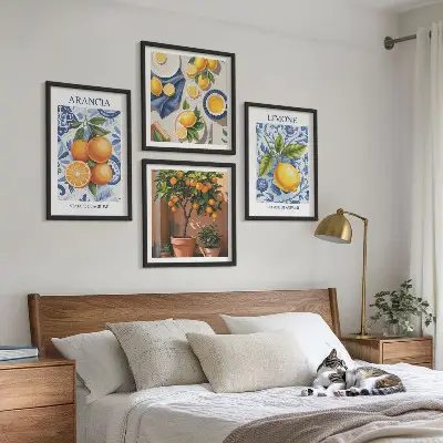 Citrusfélék illusztrációk keretezett poliptichon