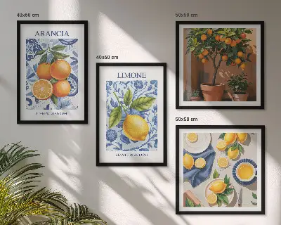 Citrusfélék illusztrációk keretezett poliptichon
