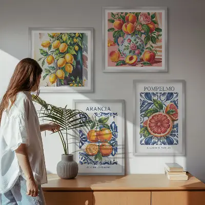 Olasz citrusos divatplakátok dekorációs képszett nappaliba