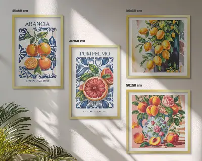 Olasz citrusos divatplakátok dekorációs képszett nappaliba