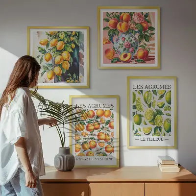 Dekorációs kép készlet nappaliba friss, színes citrusok mintával