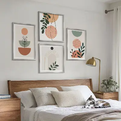 Dekorációs kép szett nappaliba modern növényi motívumokkal