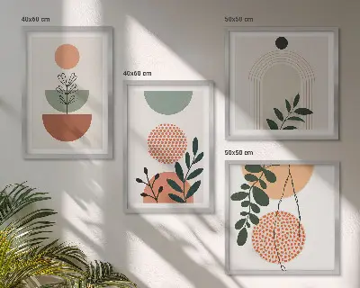 Dekorációs kép szett nappaliba modern növényi motívumokkal
