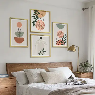 Dekorációs kép szett nappaliba modern növényi motívumokkal