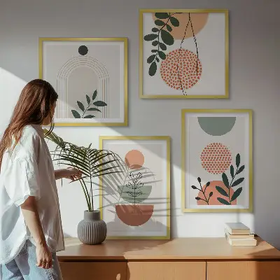 Dekorációs kép szett nappaliba modern növényi motívumokkal