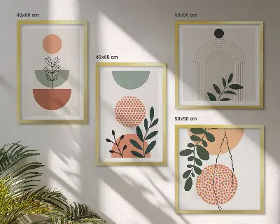 Dekorációs kép szett nappaliba modern növényi motívumokkal
