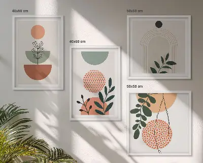 Dekorációs kép szett nappaliba modern növényi motívumokkal