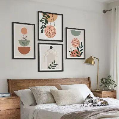 Dekorációs kép szett nappaliba modern növényi motívumokkal