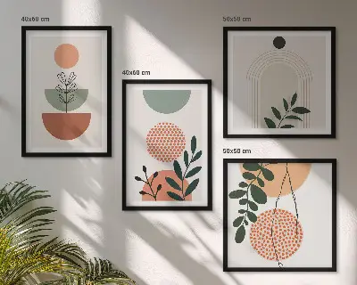 Dekorációs kép szett nappaliba modern növényi motívumokkal