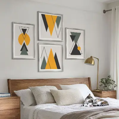 Absztrakt formák geometriája keretezett poliptichon