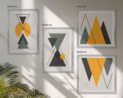 Absztrakt formák geometriája keretezett poliptichon