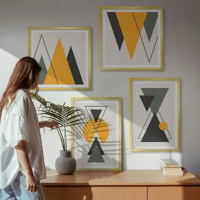 Absztrakt formák geometriája keretezett poliptichon