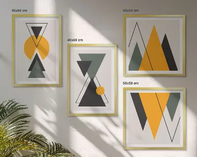Absztrakt formák geometriája keretezett poliptichon