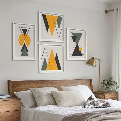 Absztrakt formák geometriája keretezett poliptichon