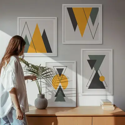 Absztrakt formák geometriája keretezett poliptichon