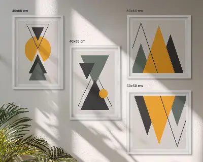 Absztrakt formák geometriája keretezett poliptichon