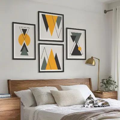 Absztrakt formák geometriája keretezett poliptichon